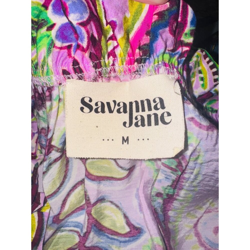 Savanna Jane Boho Lilac Paisley Print Blouse With Floral Embroidery On Sleeves M - Picture 5 of 9